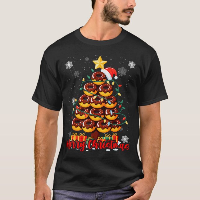 Food Lover Xmas Matching Santa Donuts Christmas Tr T-Shirt (Vorderseite)