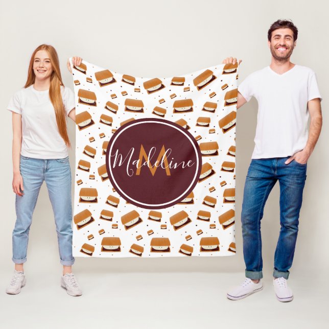 Food Monogram Name S'more Muster Fleecedecke (Beispiel)