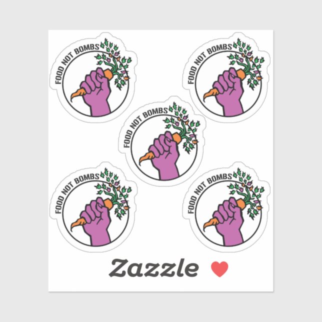 Food Not Bombs logo sticker pack w/text (Blatt)