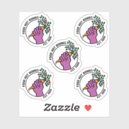 Food Not Bombs logo sticker pack w/text & year