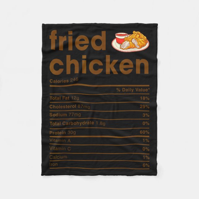 Food Nutrition Facts Shirts Co. Fried Chicken Nutr Fleecedecke (Vorderseite)
