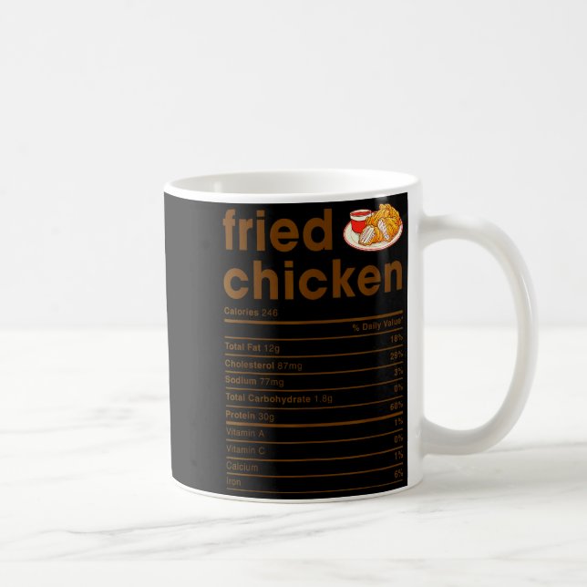 Food Nutrition Facts Shirts Co. Fried Chicken Nutr Kaffeetasse (Rechts)