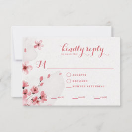 Food Selection Cherry Blossom Wedding RSVP Card Karte
