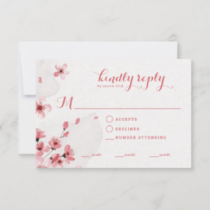 Food Selection Cherry Blossom Wedding RSVP Card Karte