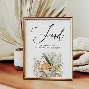 Food Station Fall Kleine Pumpkin Baby Dusche Poster