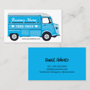 Food Truck Street Van Catering Blue Business Card Visitenkarte