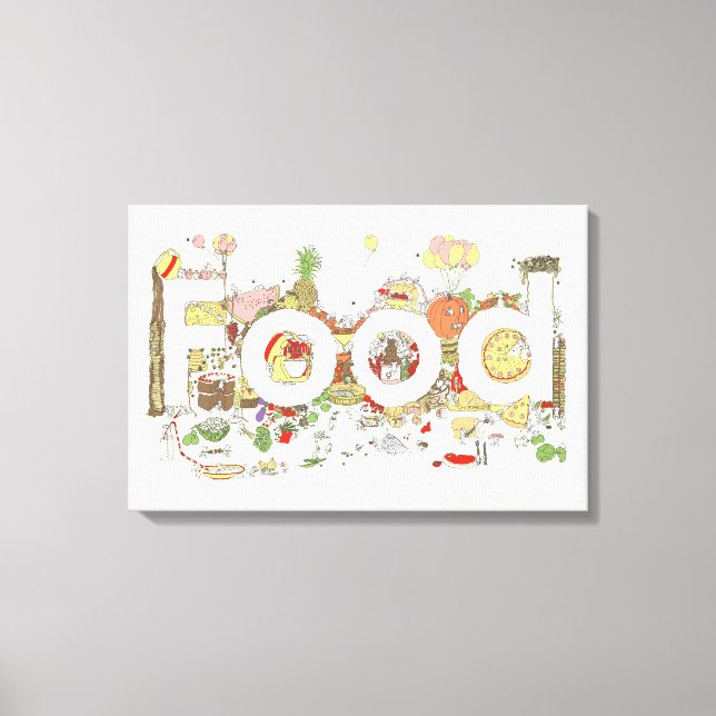 Food Word Art Slogan Funny Feinschmecker Typografy Leinwanddruck (Vorderseite)
