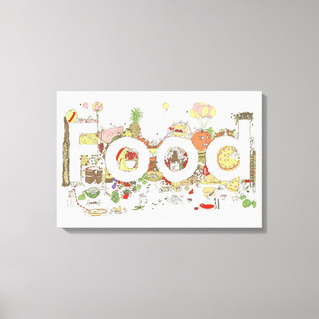 Food Word Art Slogan Funny Feinschmecker Typografy Leinwanddruck (Vorderseite)