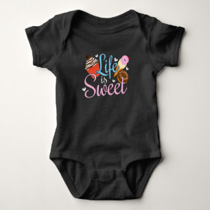 Foodie Life is Sweet Backen Zitat - Cupcake Kunst Baby Strampler