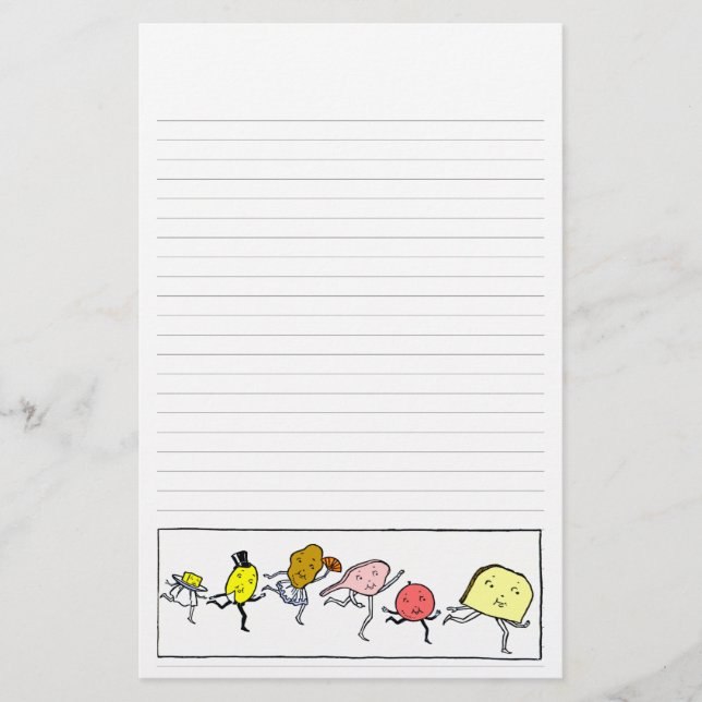 Foods Vintag Kitchen Art Lined Stationery Briefpapier (Vorderseite)