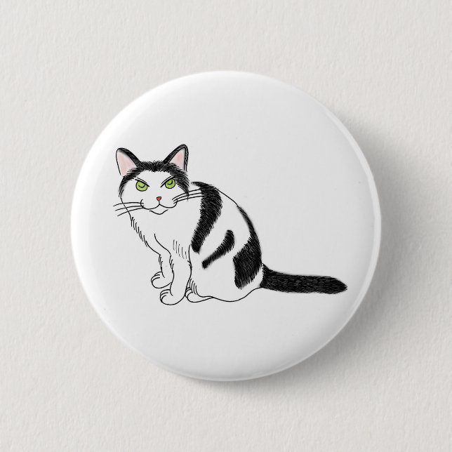 FooFooCat: Freche Frisky flaumige Miezekatze Button (Vorderseite)