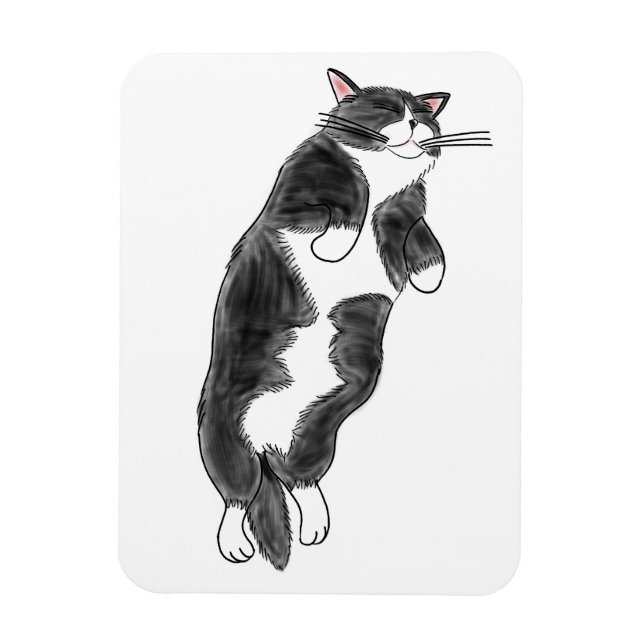 FooFooCat: Lazy Jumbo Tuxedo Cat Magnet (Vertikal)