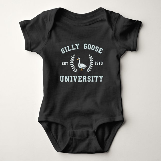 Foolish Albern Goose University Meme Baby Strampler (Vorderseite)
