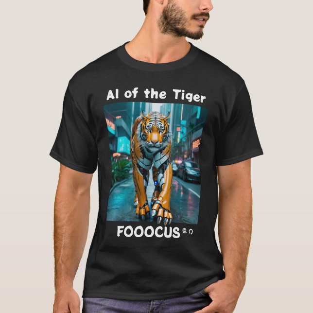 Fooocus - AI of the tiger. Robo. Concrete jungle T-Shirt (Vorderseite)