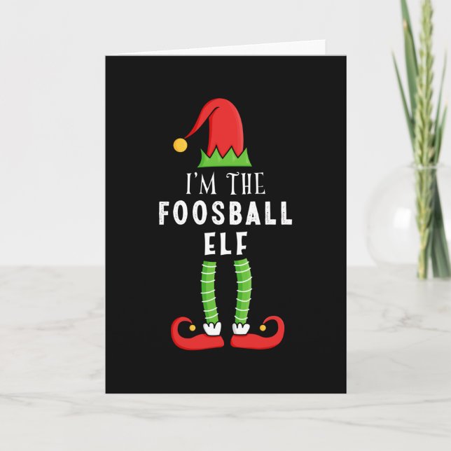 Foosball Elf Weihnachtsmatte Familiengeschenk Karte (Vorderseite)