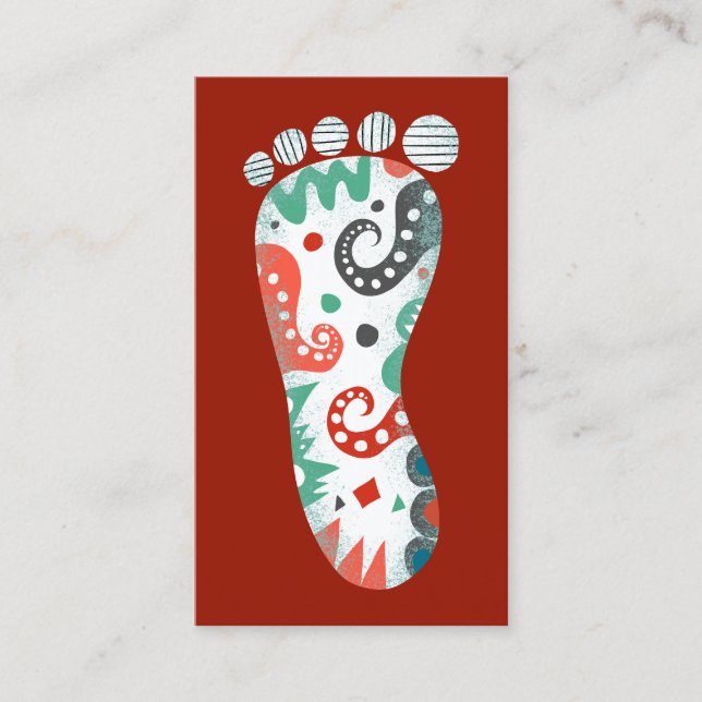 Foot Business Cards - Red White Aqua Visitenkarte (Vorderseite)