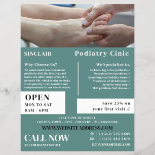 Foot Exam Portrait, Podiatrie-Klinik, Podiatrist Flyer