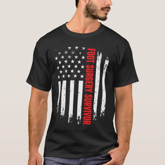 Foot Leg Operation Survivor American Flag Erholung T-Shirt (Vorderseite)