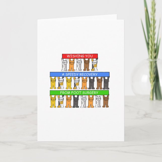 Foot Operation Speedy Erholung Cartoon Katzen Karte (Vorderseite)