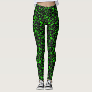 Foot prints, 01b.green Black BG Leggings