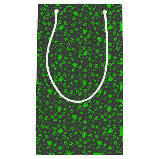 Foot prints, 01b.green DGrey BG Kleine Geschenktüte (Vorderseite)