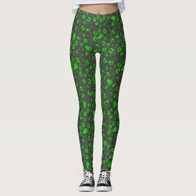 Foot prints, 01b.green DGrey BG Leggings (Vorderseite)