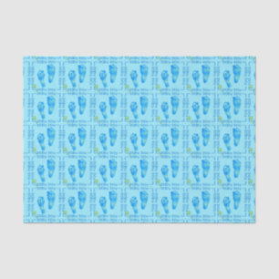 Foot Prints Baby Boy Blue Tissue Wrapping Paper Seidenpapier