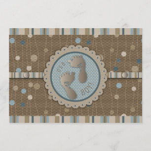 Foot Prints Boy Baby Dusche Einladung