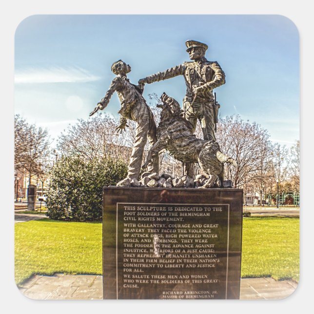 Foot Soldiers in Kelly Ingram Park Quadratischer Aufkleber (Vorderseite)