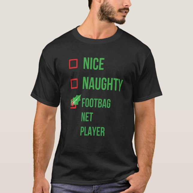 Footbag Net Player Funny Pajama Weihnachten T-Shirt (Vorderseite)