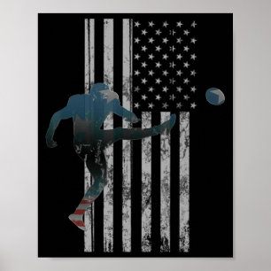 Football American Flag USA Team Gift Kicker Poster