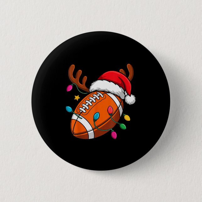 Football American Reindeer Horns Christmas Xmas Ba Button (Vorderseite)