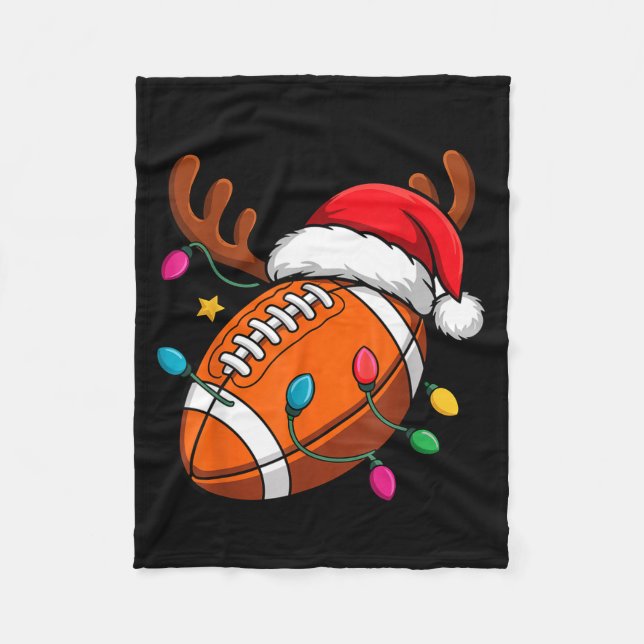 Football American Reindeer Horns Christmas Xmas Ba Fleecedecke (Vorderseite)
