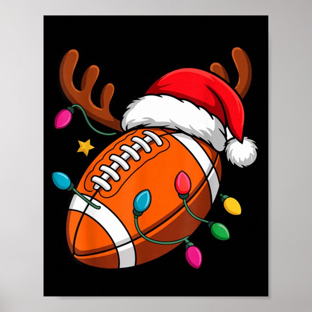 Football American Reindeer Horns Christmas Xmas Ba Poster (Vorne)