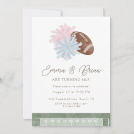 Football and Cheer Siblings Joint Birthday Einladung