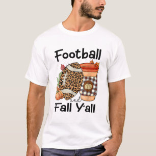 Football And Fall Y'all Leopard Football Pumpkin F T-Shirt