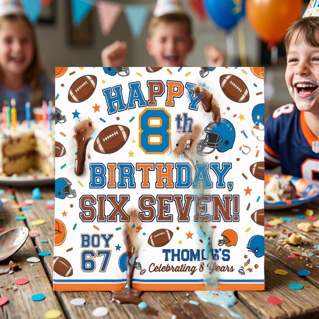  Football and Sprinkles 8th Birthday Party Serviette (Von Creator hochgeladen)