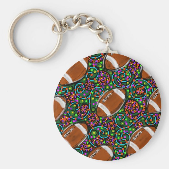 Football Art Green Schlüsselanhänger (Vorne)