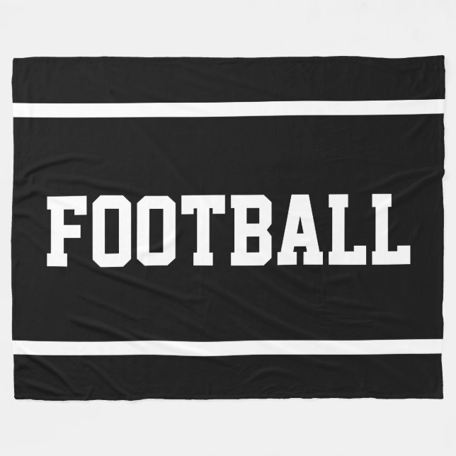 FOOTBALL Athletic Black Sporty White Text Stripes Fleecedecke (Vorderseite (Horizontal))