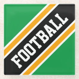 FOOTBALL Athletic Bright Green Black Slant Streife Glasuntersetzer