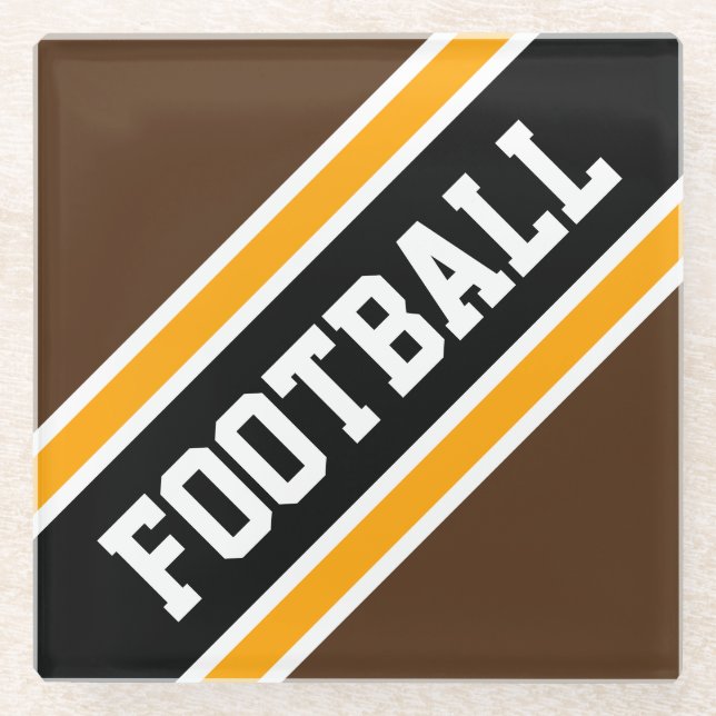 FOOTBALL Athletic Brown Black Slant Racing Streife Glasuntersetzer (Vorderseite)