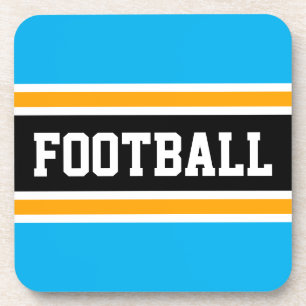 FOOTBALL Athletic Sky Blue Yellow Black Stripes Getränkeuntersetzer