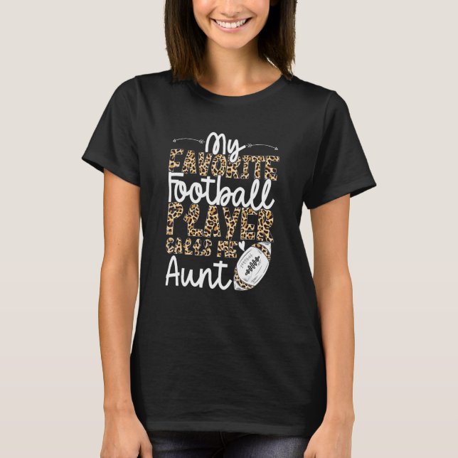 Football Aunt Football Player Leopard Pattern Foot T-Shirt (Vorderseite)
