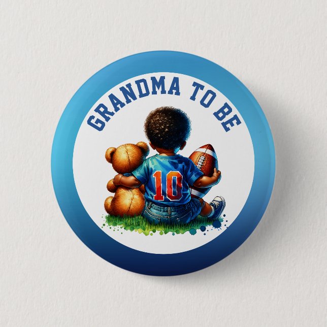 Football Baby Boy and Teddy Baby Oma zu sein Button (Vorderseite)
