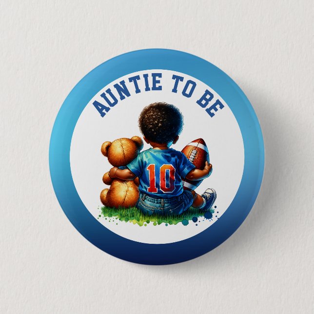 Football Baby Boy and Teddy Baby Tunt zu sein Button (Vorderseite)