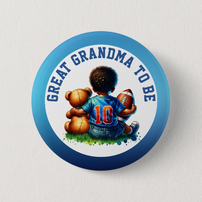 Football Baby Boy and Teddy Bear Oma zu sein Button (Vorderseite)