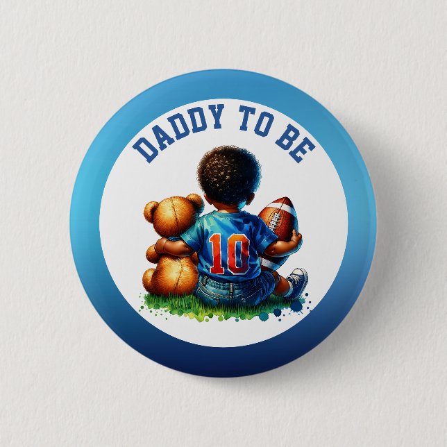 Football Baby Boy und Teddy Baby Daddy zu sein Button (Vorderseite)