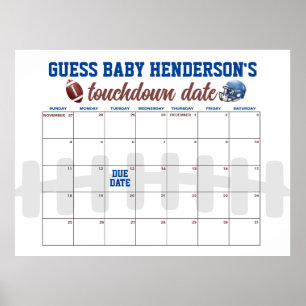 Football Baby Shooter Fälligkeitsdatum Kalender Poster