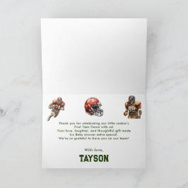 Football Baby Shower A Little All Star Is On His Dankeskarte