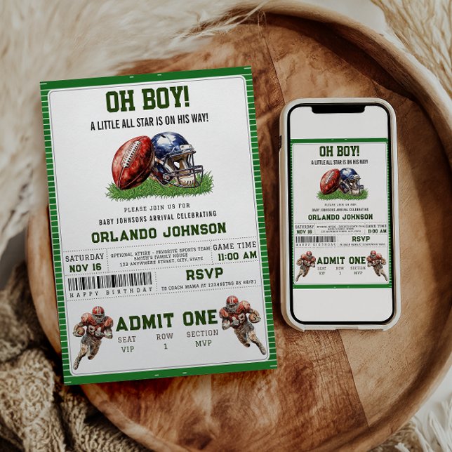 Football Baby Shower | A Little All Star Is On His Einladung (Von Creator hochgeladen)